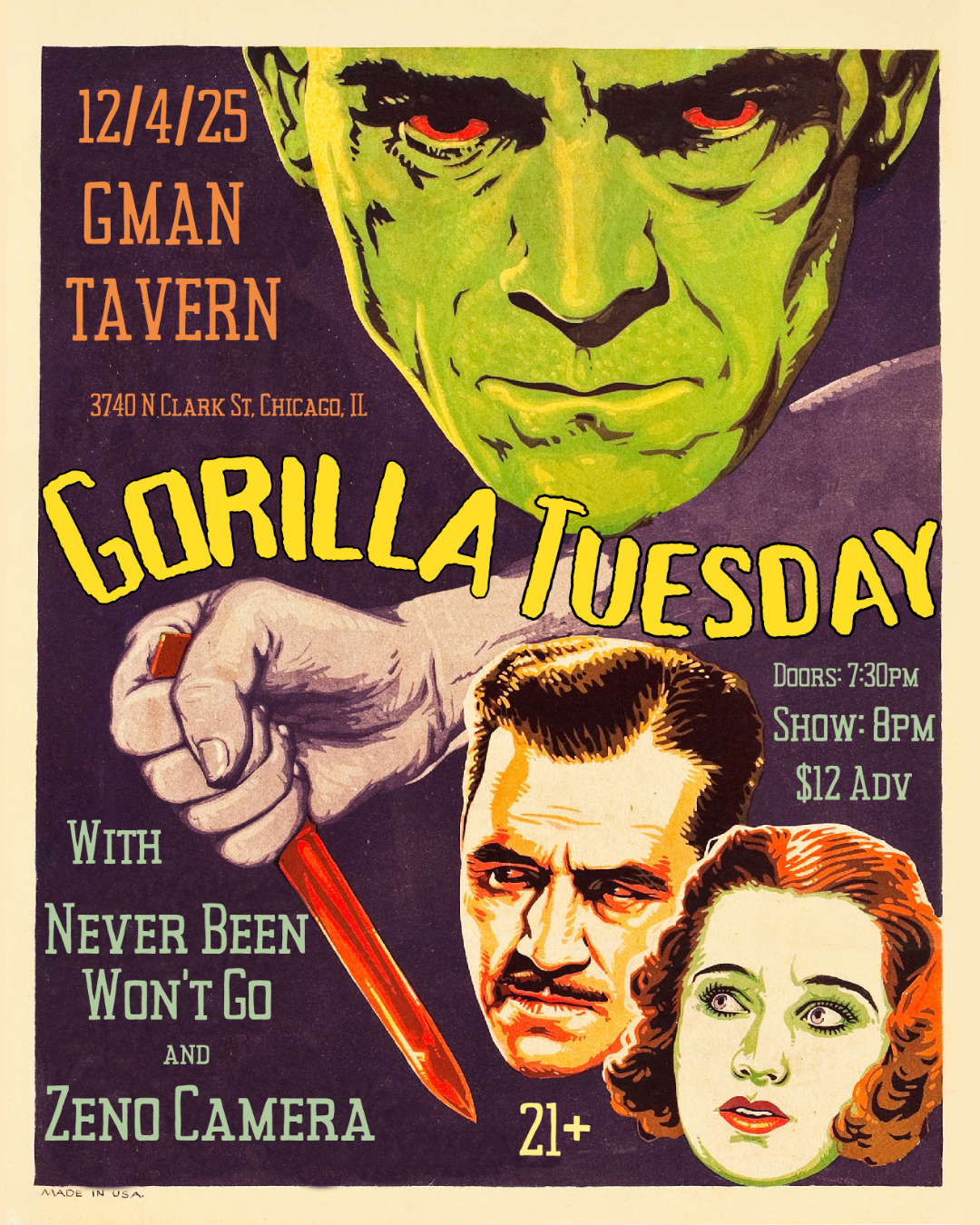 Gorilla Tuesday * Never Been Won’t Go * Zeno Camera