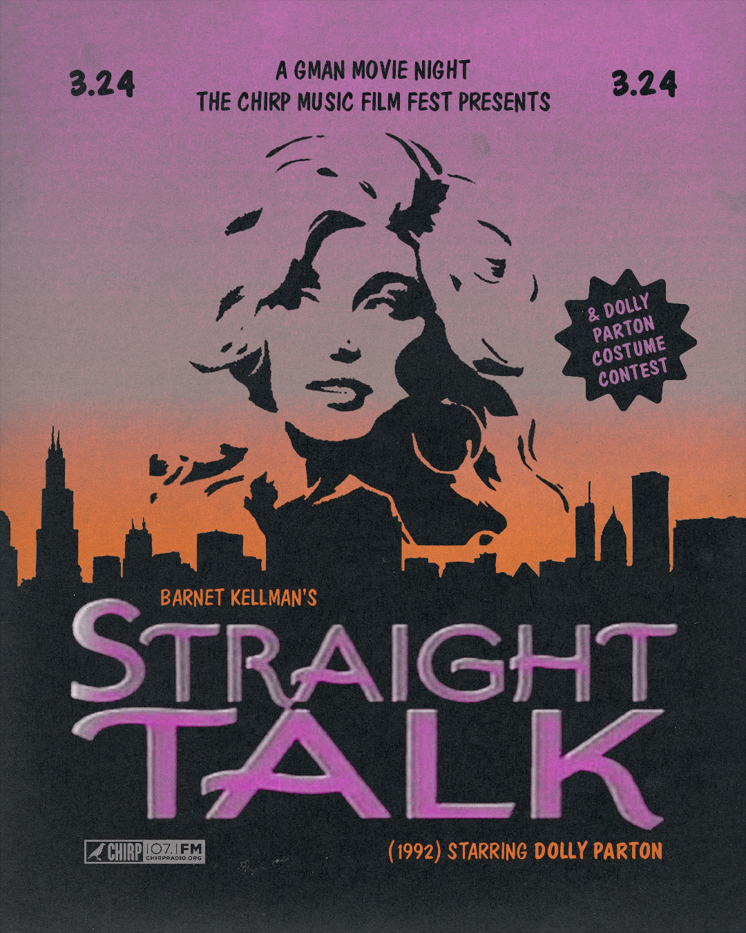 The CHIRP Music Film Fest: Barnet Kellman’s Straight Talk (1992) Starring Dolly Parton